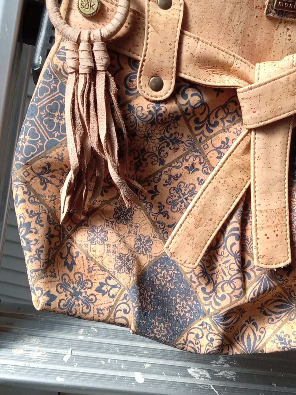 Montado  Blue Cork cross body bag with bow and sholder strap - Picture 7 of 8